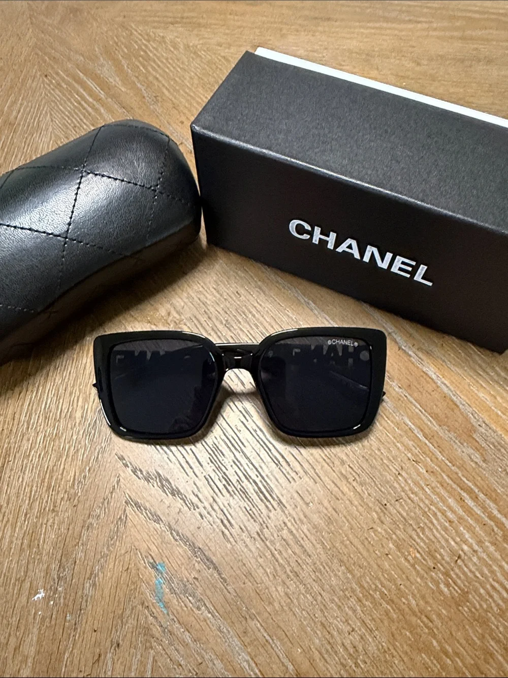 CHANEL Black Oversized Square Sunglasses